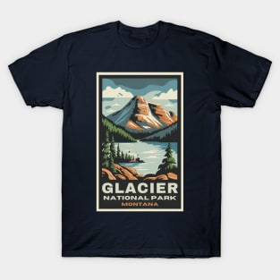 A Vintage Travel Art of the Glacier National Park - Montana - US T-Shirt